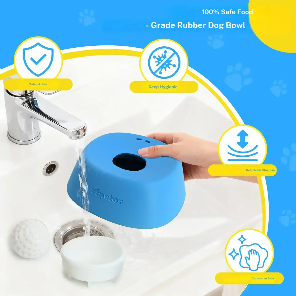 Yipetor Slow Feeder Dog Bowls for Liquid Treat, [Built in Rolling Ball] No Spill Bone Broth Dog Licking Bowl, Multi Purpose Puppy Yogurt Feeder Bowl for All Breeds Dietary Supplement/Post Op Nutrition Feeding