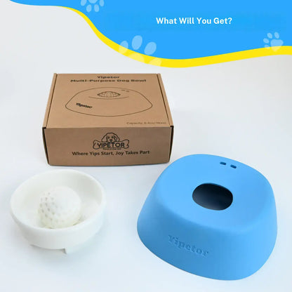 Yipetor Slow Feeder Dog Bowls for Liquid Treat, [Built in Rolling Ball] No Spill Bone Broth Dog Licking Bowl, Multi Purpose Puppy Yogurt Feeder Bowl for All Breeds Dietary Supplement/Post Op Nutrition Feeding