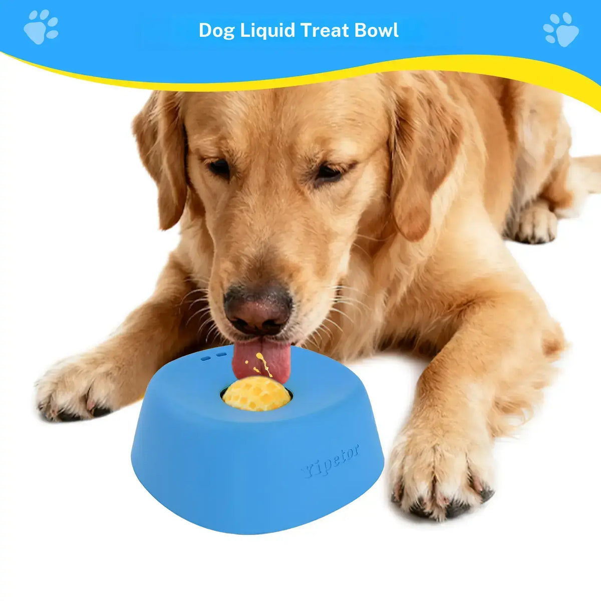 Yipetor Slow Feeder Dog Bowls for Liquid Treat, [Built in Rolling Ball] No Spill Bone Broth Dog Licking Bowl, Multi Purpose Puppy Yogurt Feeder Bowl for All Breeds Dietary Supplement/Post Op Nutrition Feeding